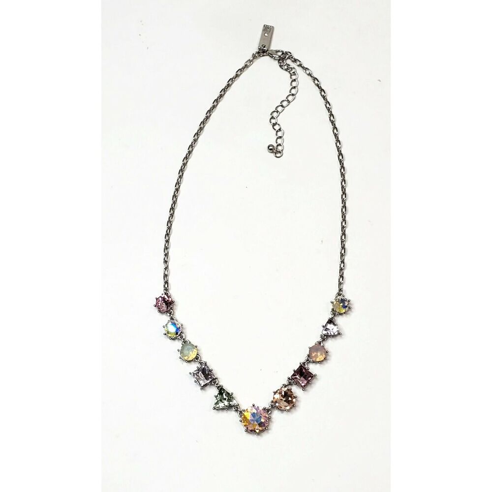 INC International Concepts Faceted Glass Stone Silver Tone Necklace 20"